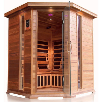 Sunray Bristol Bay 4 Person Cedar Corner Infrared Sauna HL400KC - Purely Relaxation
